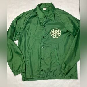 Vintage Ebert sportswear nylon button up jacket men’s green M medium tree logo